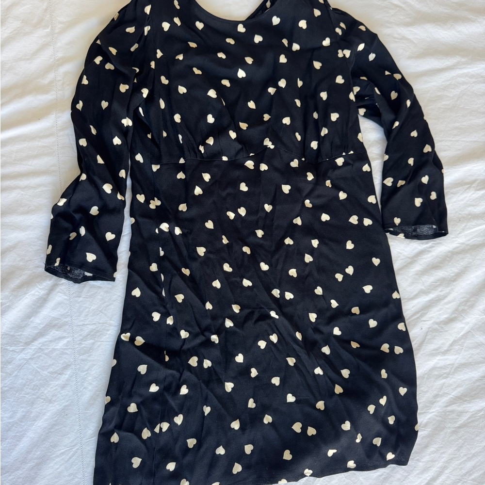 Reformation Black Dress with Heart Pattern